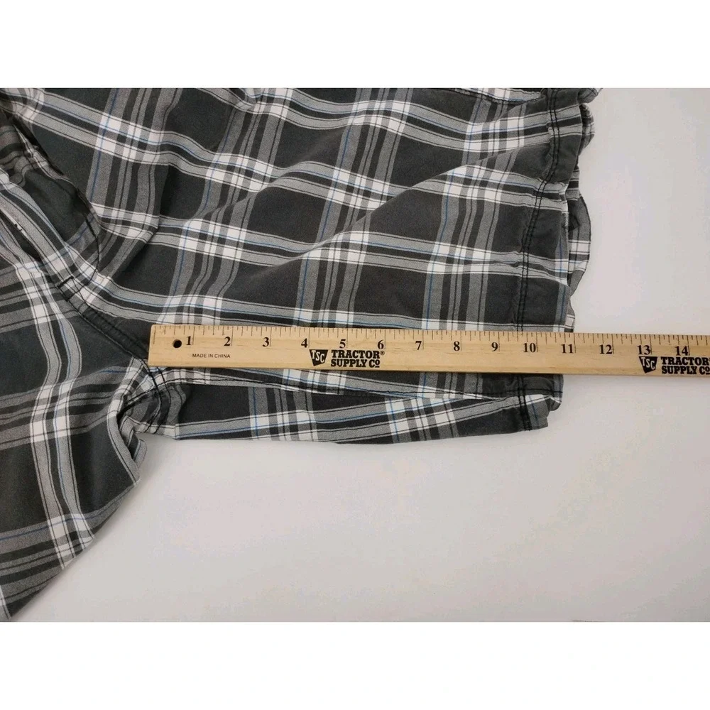 American Eagle‎ Mens Shorts Longer Length Size 28 Gray Plaid All Cotton 11in